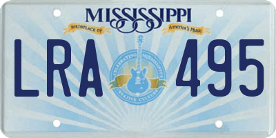 MS license plate LRA495