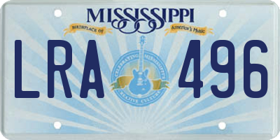 MS license plate LRA496