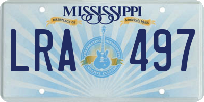 MS license plate LRA497