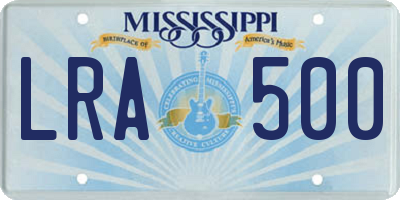 MS license plate LRA500