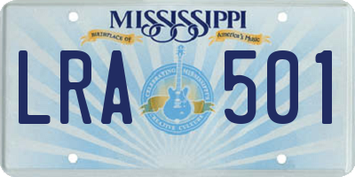 MS license plate LRA501