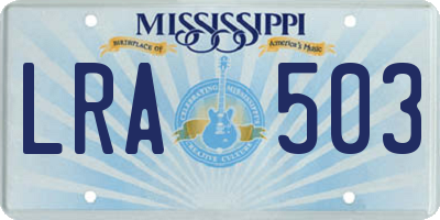 MS license plate LRA503