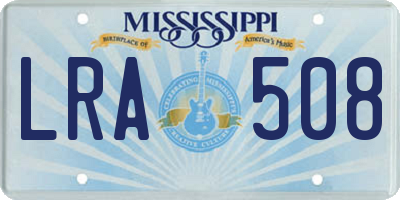 MS license plate LRA508