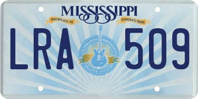 MS license plate LRA509