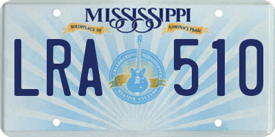 MS license plate LRA510