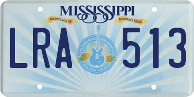 MS license plate LRA513