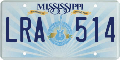 MS license plate LRA514