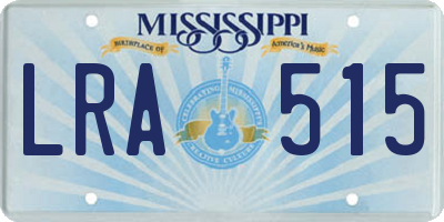 MS license plate LRA515