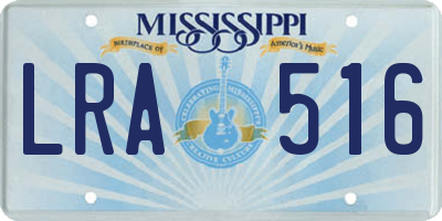 MS license plate LRA516