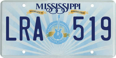 MS license plate LRA519
