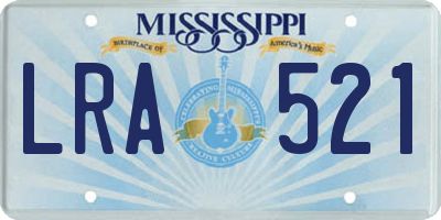 MS license plate LRA521