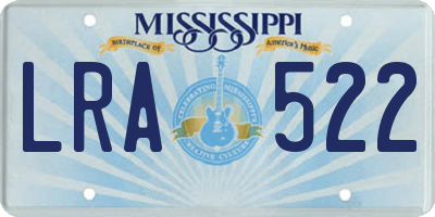 MS license plate LRA522