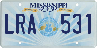 MS license plate LRA531
