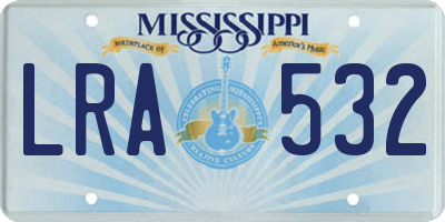 MS license plate LRA532
