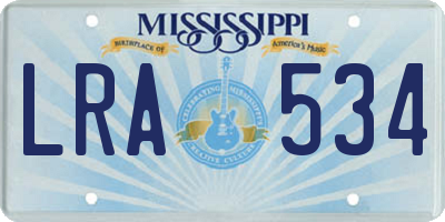 MS license plate LRA534