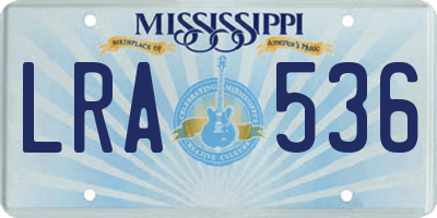 MS license plate LRA536