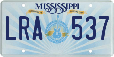 MS license plate LRA537