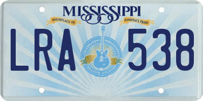 MS license plate LRA538