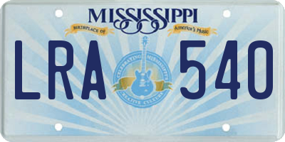 MS license plate LRA540