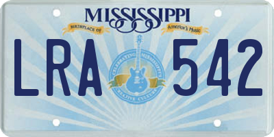 MS license plate LRA542