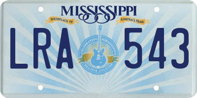 MS license plate LRA543
