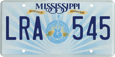MS license plate LRA545