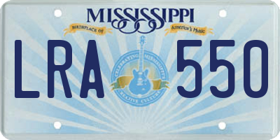 MS license plate LRA550