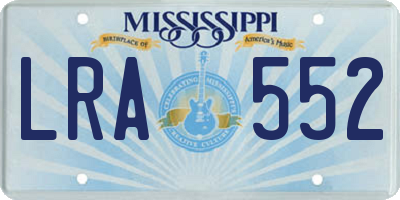 MS license plate LRA552
