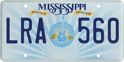 MS license plate LRA560