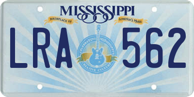 MS license plate LRA562