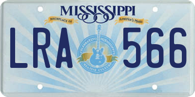 MS license plate LRA566