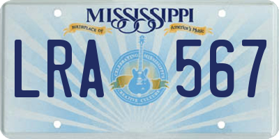 MS license plate LRA567