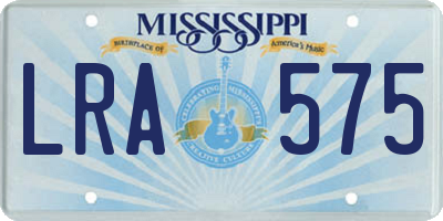 MS license plate LRA575