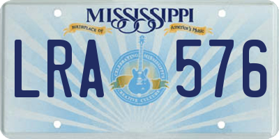 MS license plate LRA576