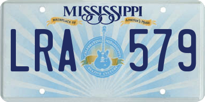 MS license plate LRA579