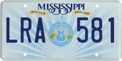 MS license plate LRA581