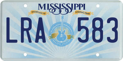 MS license plate LRA583