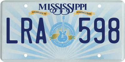 MS license plate LRA598