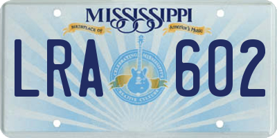 MS license plate LRA602