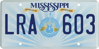 MS license plate LRA603