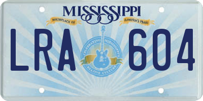MS license plate LRA604