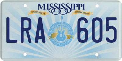 MS license plate LRA605