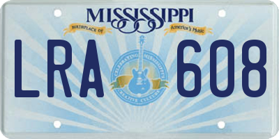 MS license plate LRA608