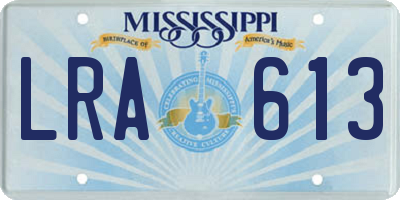 MS license plate LRA613
