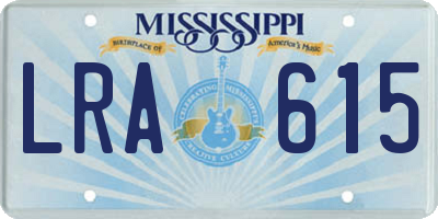 MS license plate LRA615