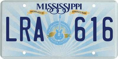 MS license plate LRA616