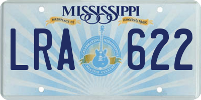 MS license plate LRA622