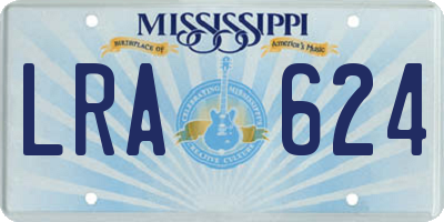 MS license plate LRA624