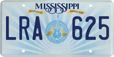 MS license plate LRA625