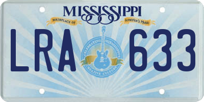 MS license plate LRA633